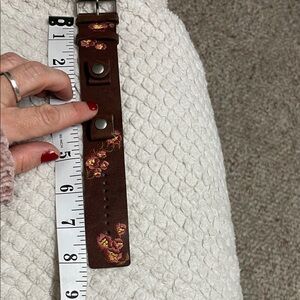 Fossil Brown Leather Floral Embroidered watch strap